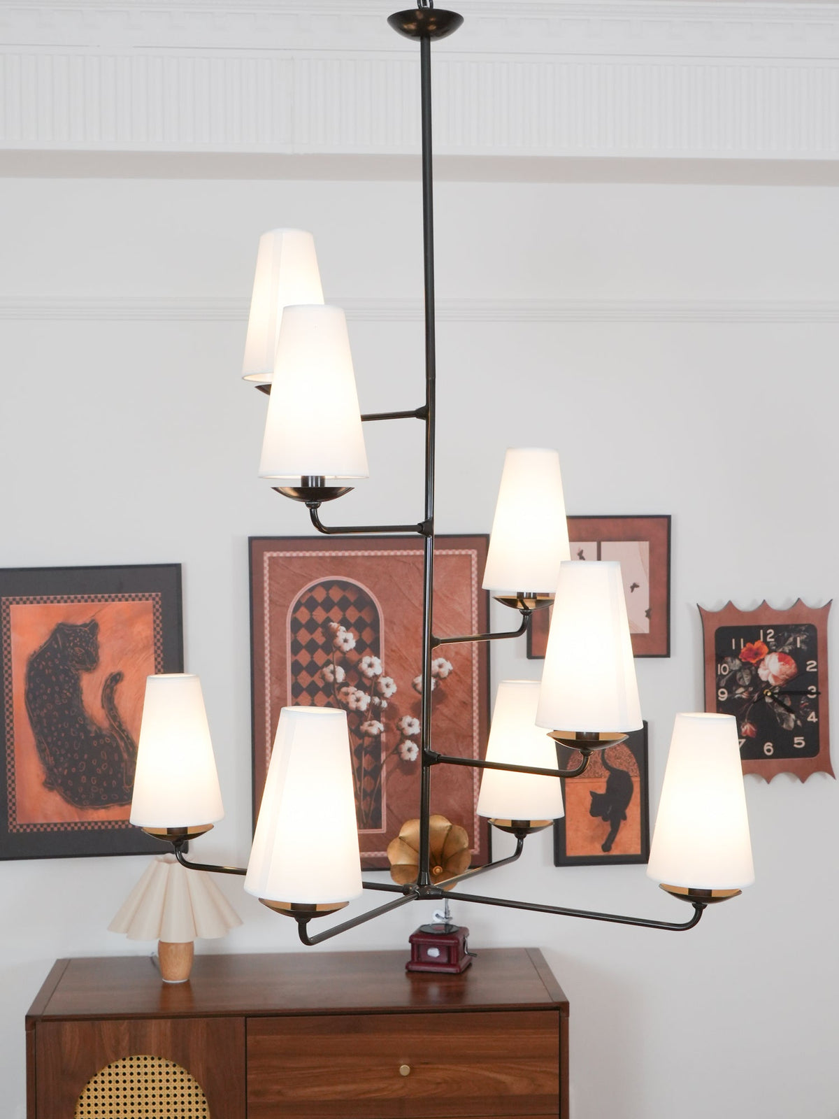 Caseneon Chandelier Vertical Copper Linen