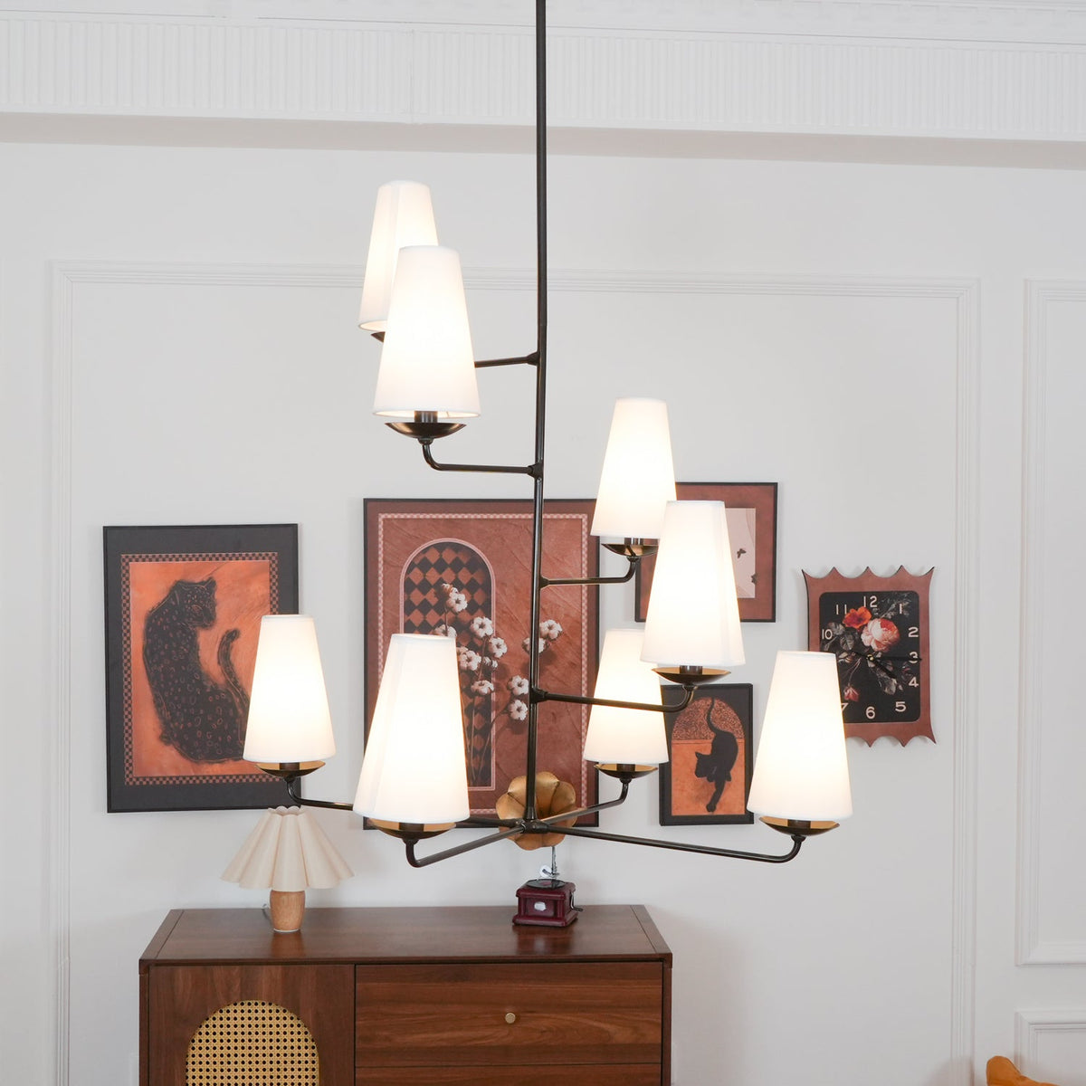 Caseneon Chandelier Vertical Copper Linen