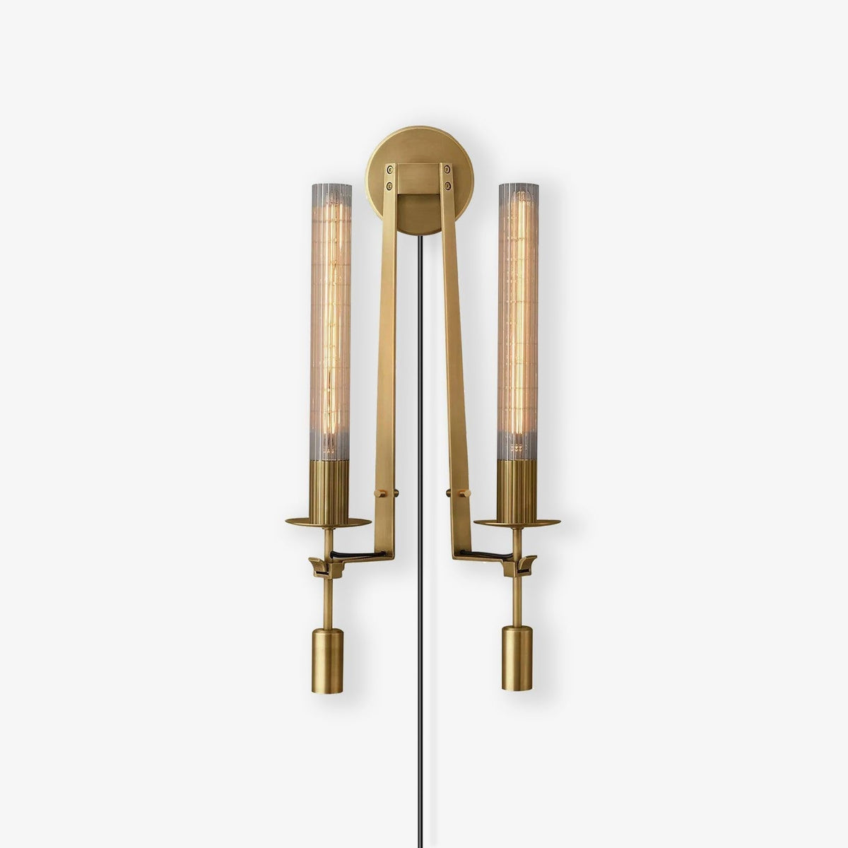 Ceshaisra French Classicism Plug-in Brass Glass Wall Lamp