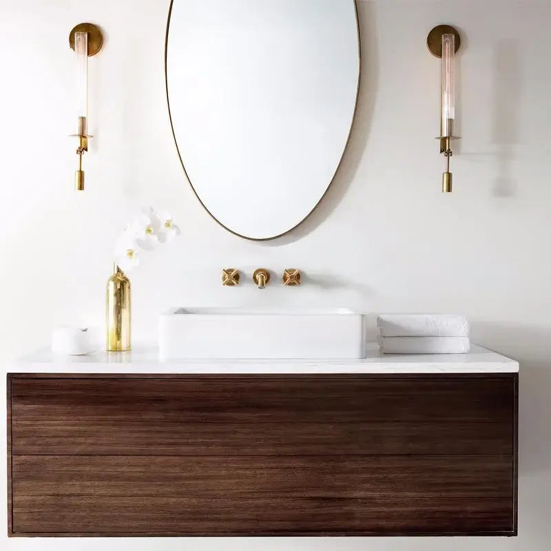 Ceshaisra French Classicism Plug-in Brass Glass Wall Lamp