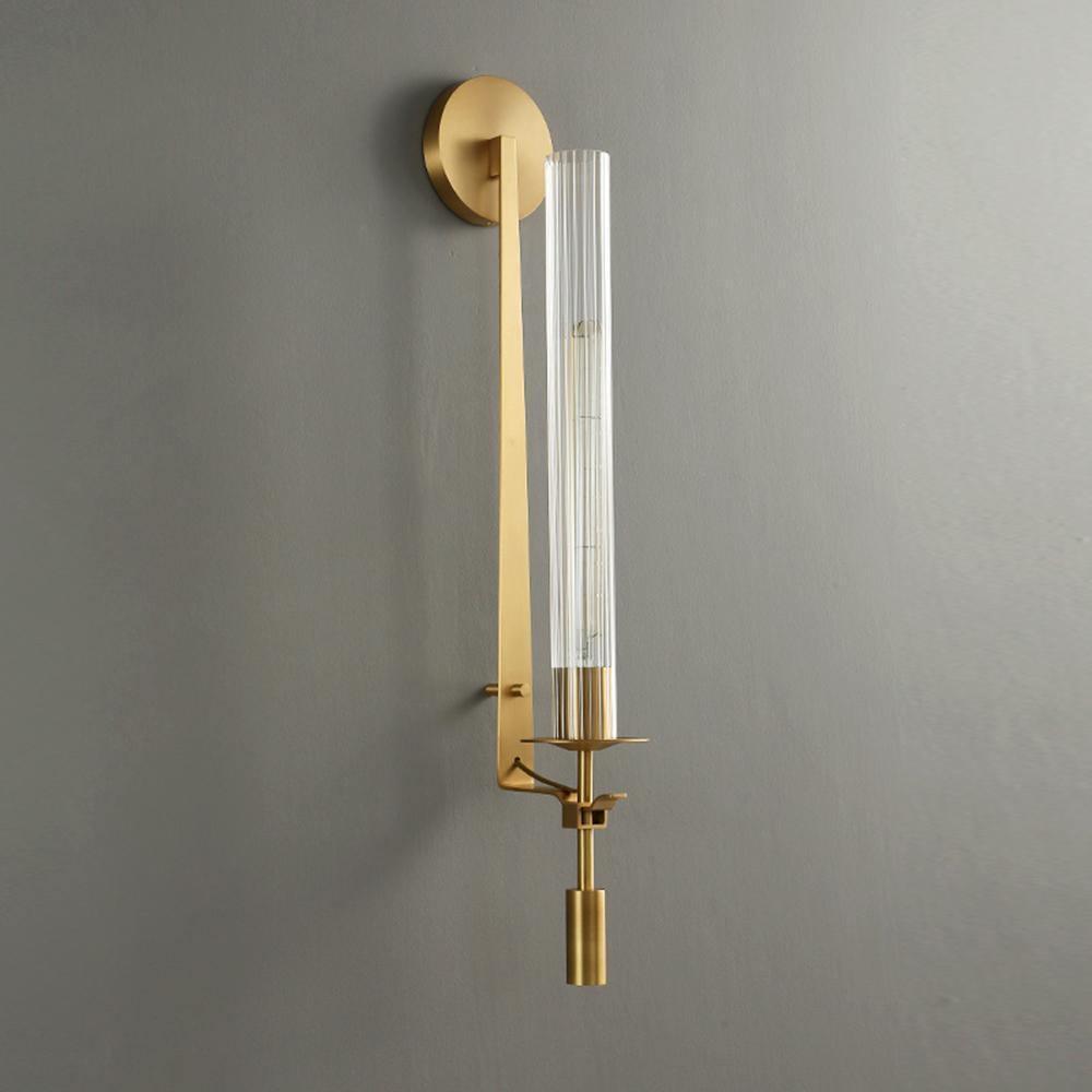 Ceshaisra French Classicism Plug-in Brass Glass Wall Lamp