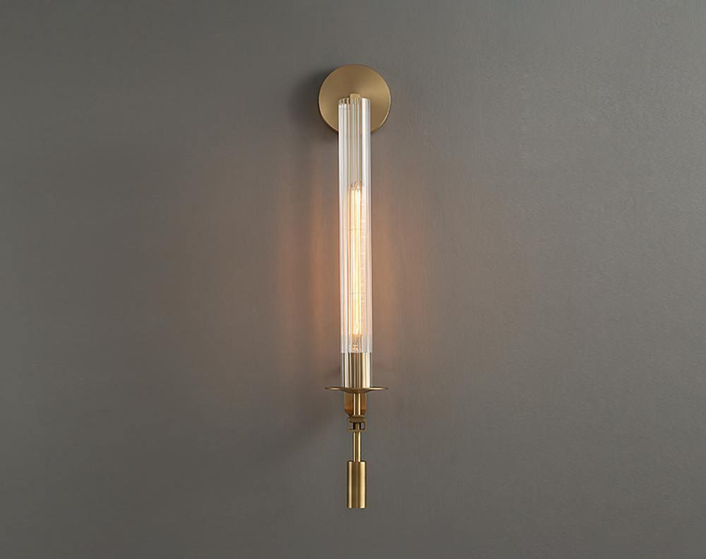 Ceshaisra French Classicism Plug-in Brass Glass Wall Lamp