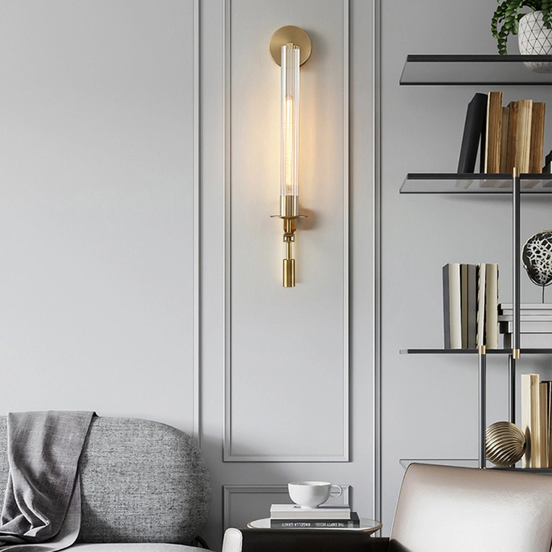 Ceshaisra French Classicism Plug-in Brass Glass Wall Lamp
