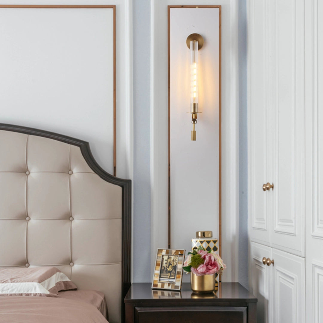 Ceshaisra French Classicism Plug-in Brass Glass Wall Lamp