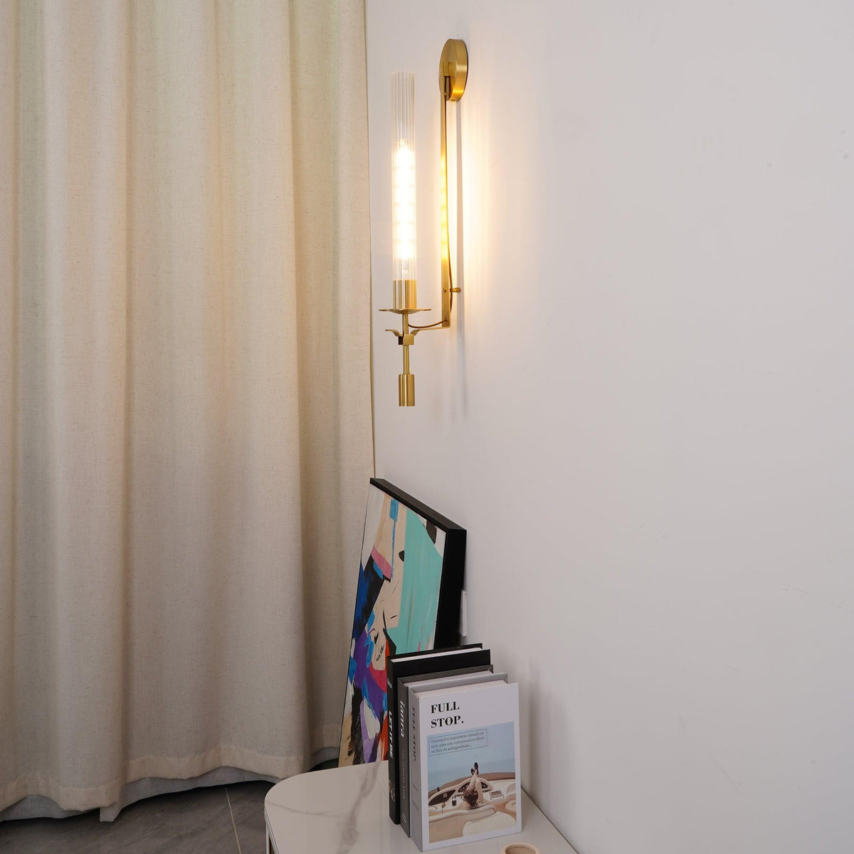 Ceshaisra French Classicism Plug-in Brass Glass Wall Lamp