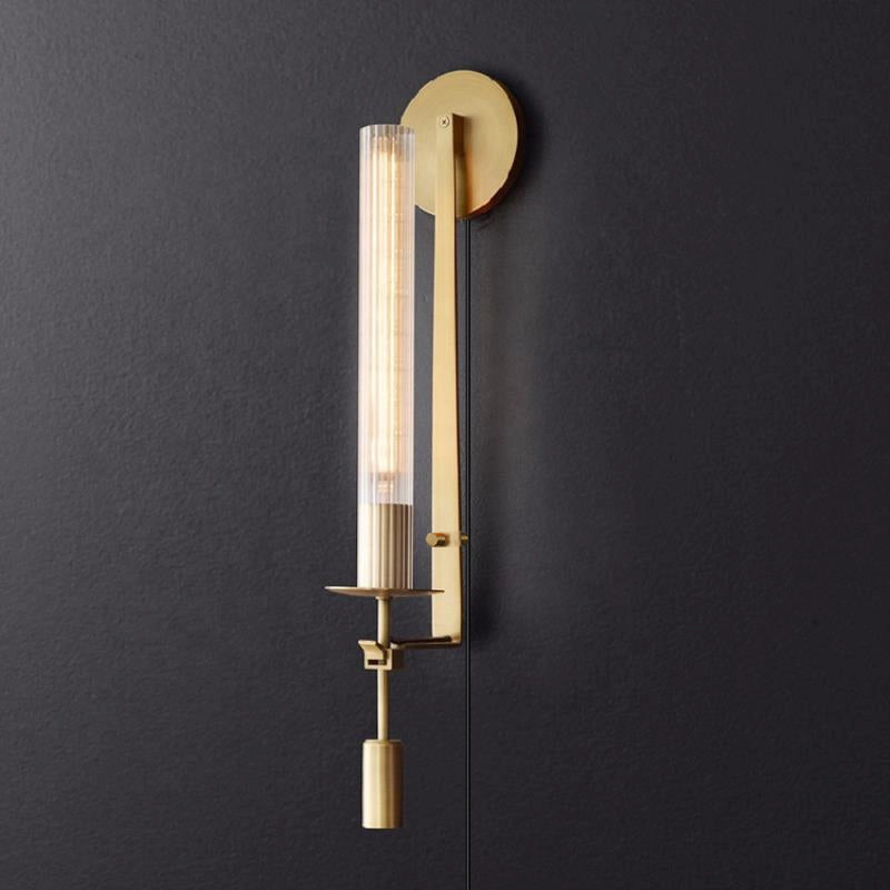Ceshaisra French Classicism Plug-in Brass Glass Wall Lamp