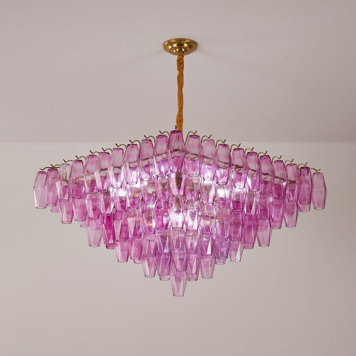Miroian Chandelier Fuchsia Prism Inverted Pyramid