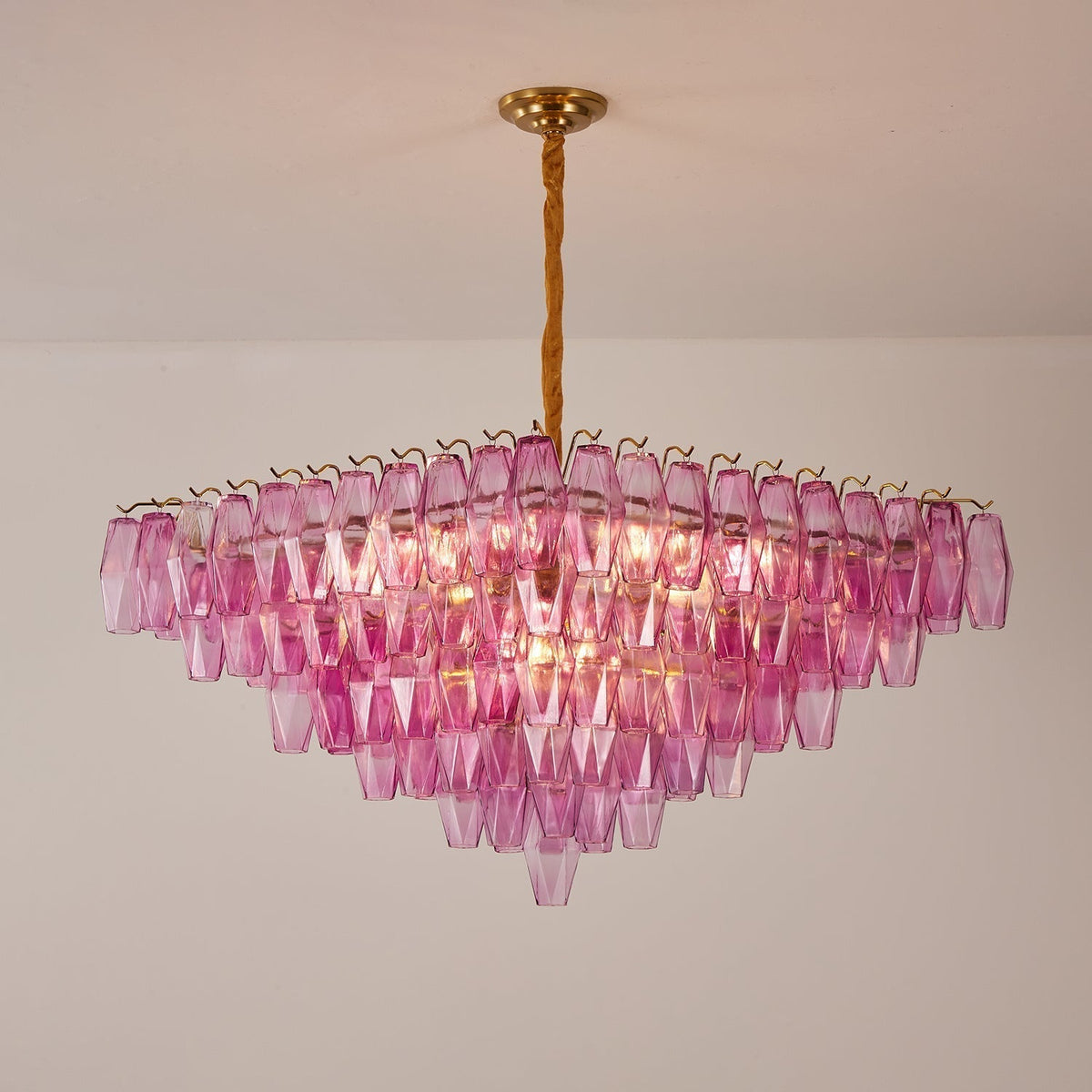Miroian Chandelier Fuchsia Prism Inverted Pyramid