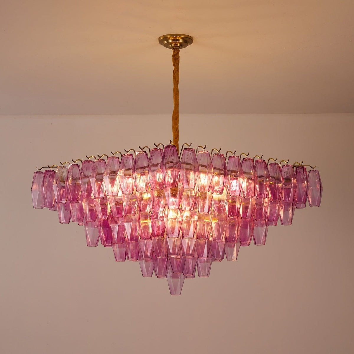 Miroian Chandelier Fuchsia Prism Inverted Pyramid