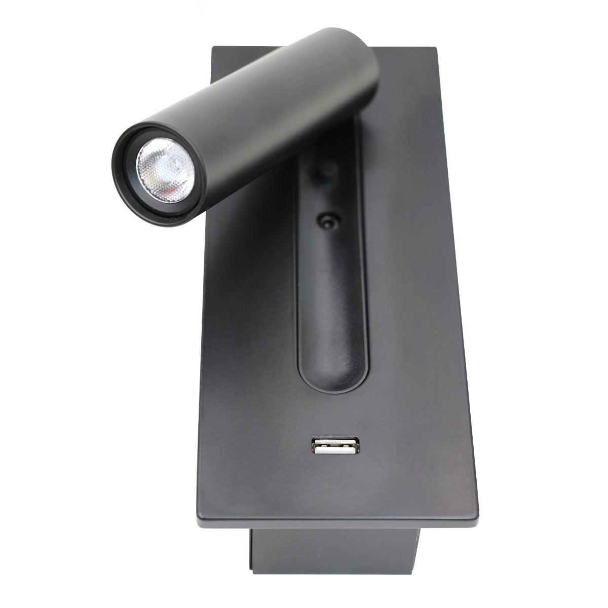 Sothis Modern Minimalist Bedside USB Black Wall Light