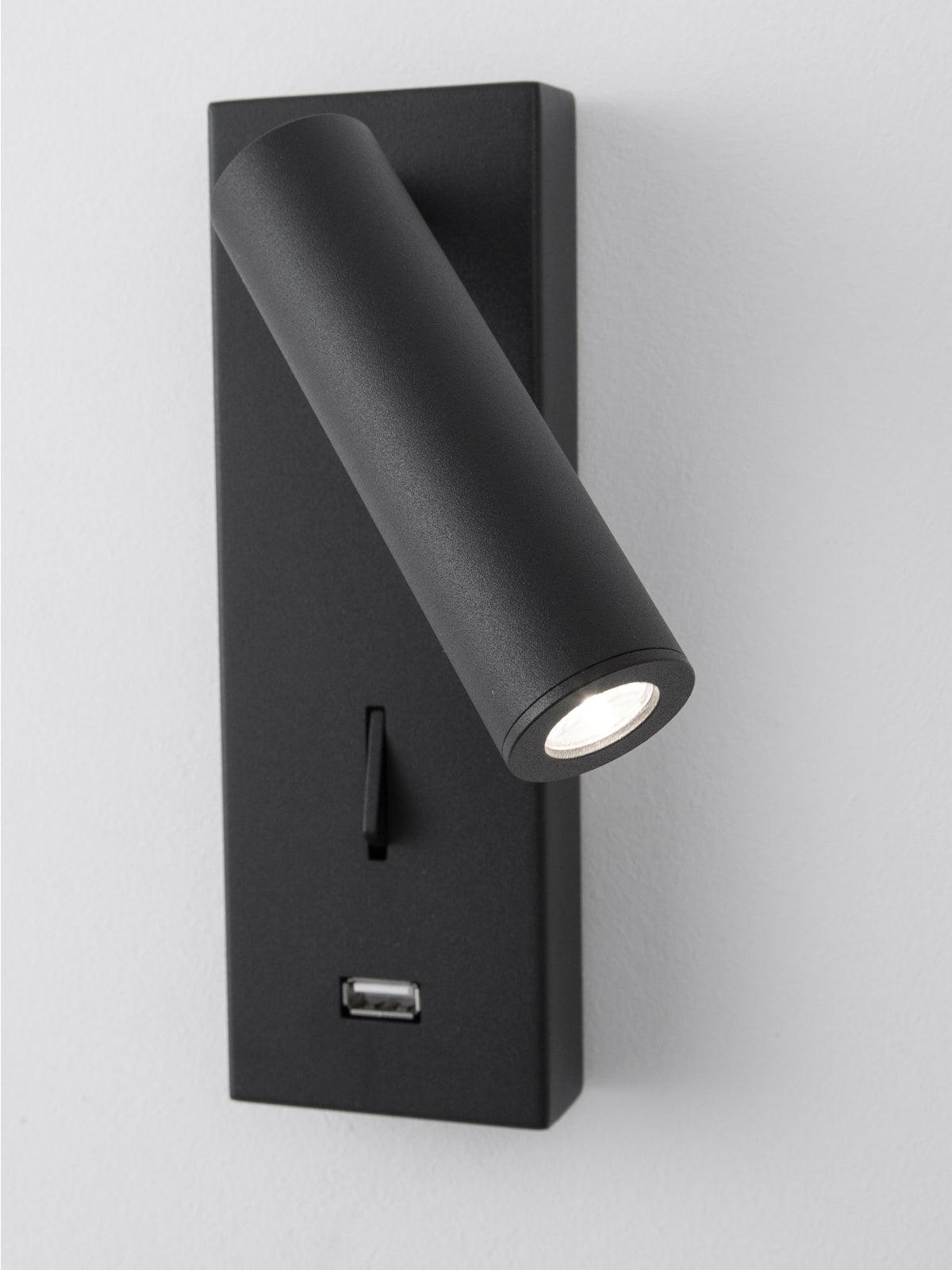 Sothis Modern Minimalist Bedside USB Black Wall Light