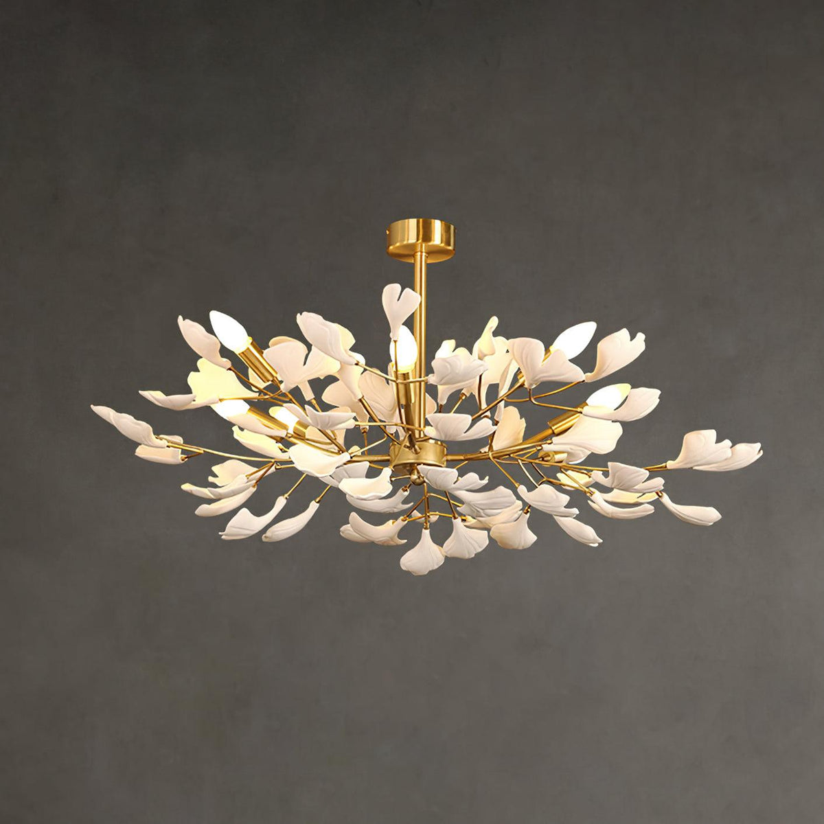 Nale Chandelier Ginkgo Leaf Brass Ceramic