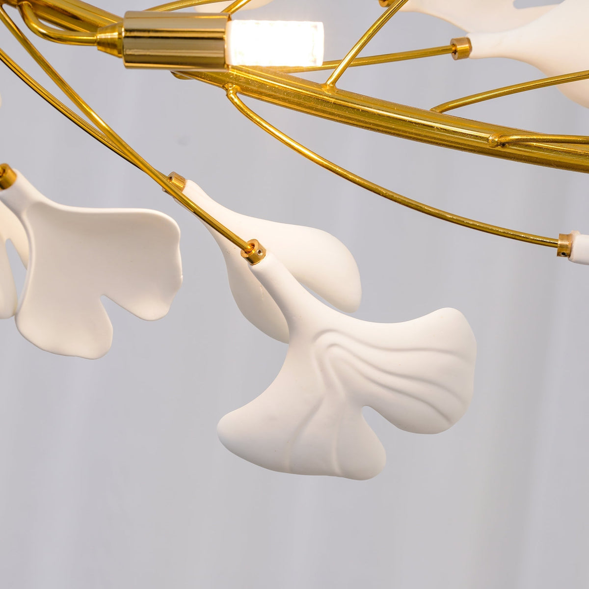 Umberis Pendant Lamp Gingko Porcelain Leaves Gold