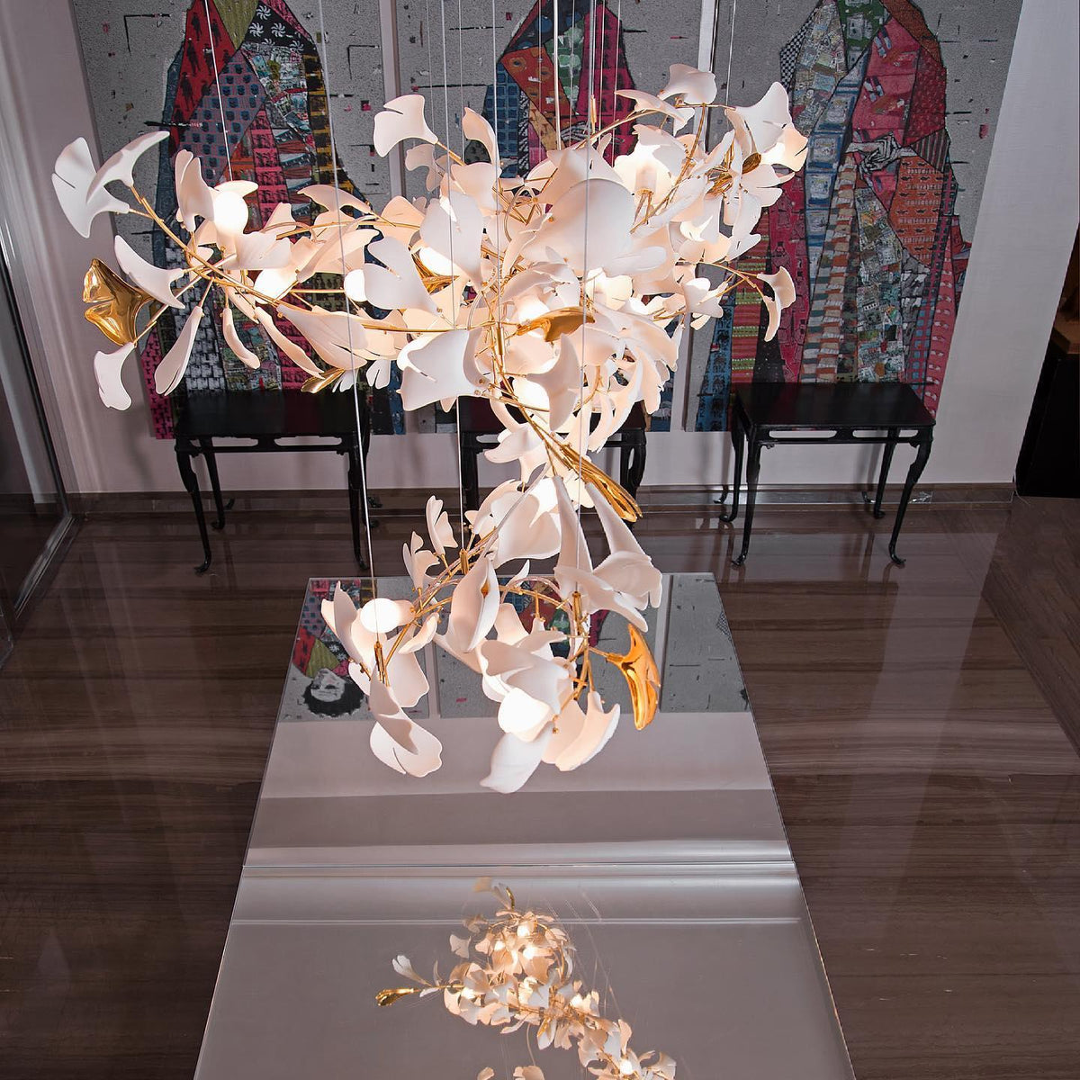 Ceroraine Chandelier Gingko A Porcelain LED Modern