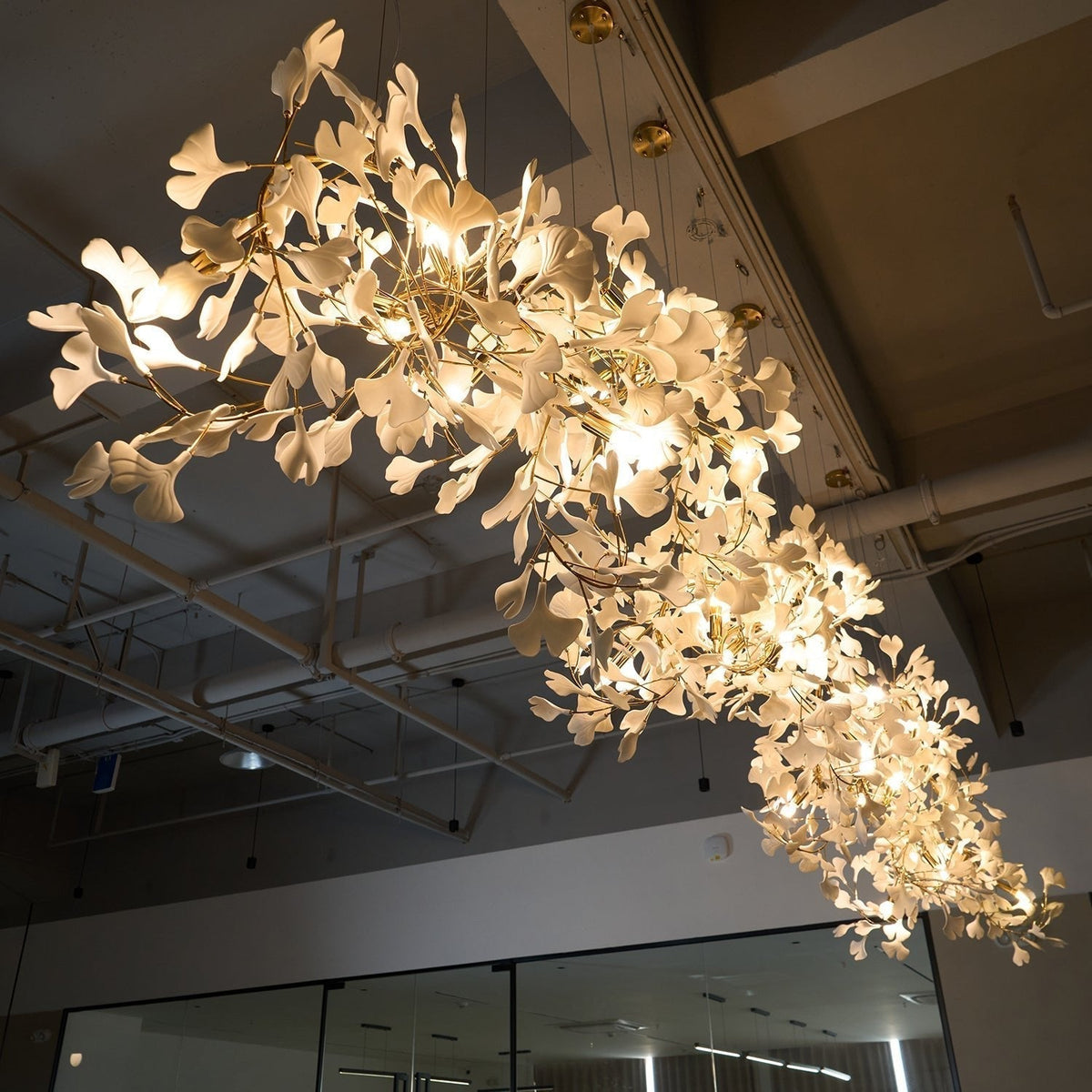 Ririxel Pendant Lamp Gingko Ceramic Petals Gold
