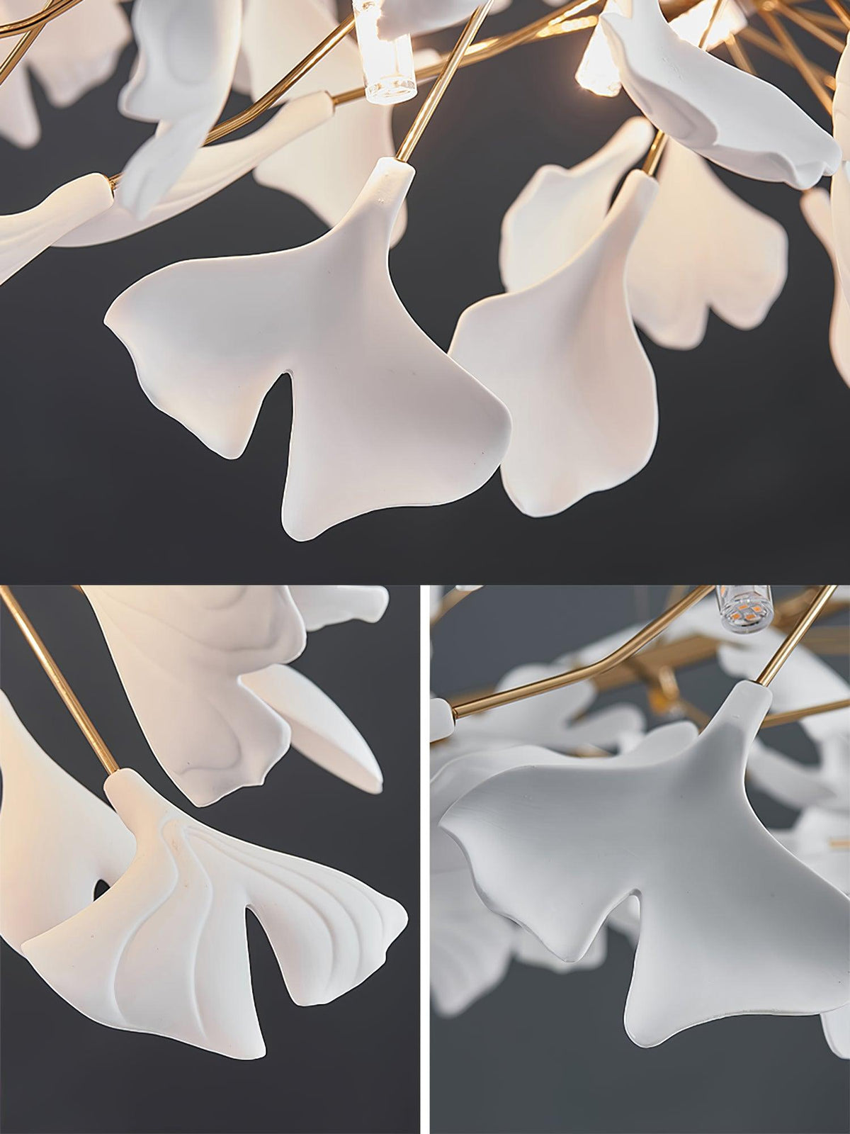Umberis Pendant Lamp Gingko Porcelain Leaves Gold