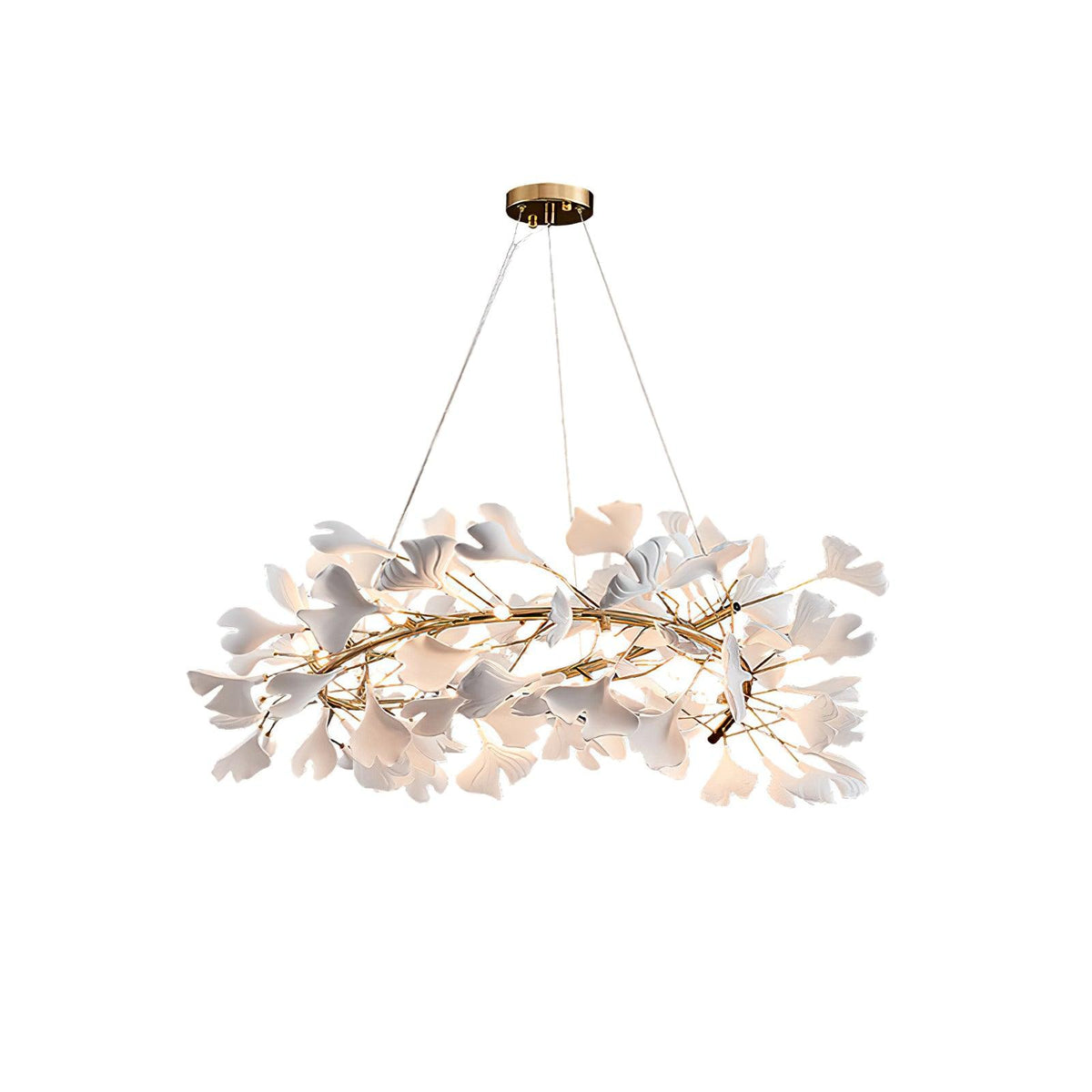 Umberis Pendant Lamp Gingko Porcelain Leaves Gold
