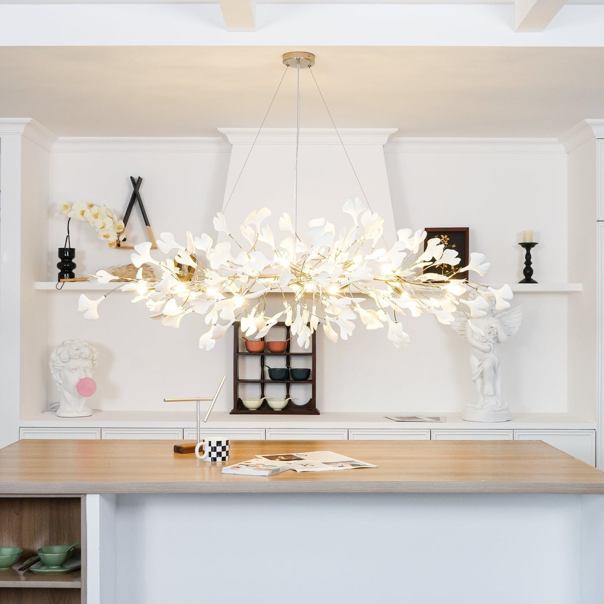 Oriiselle Chandelier Ceramic Gingko Petal Gold