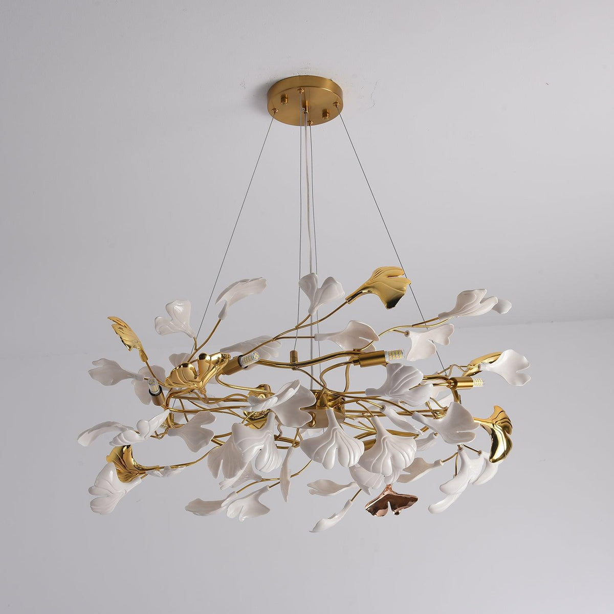Oden Chandelier Ginkgo Leaf Ceramic Sculptural