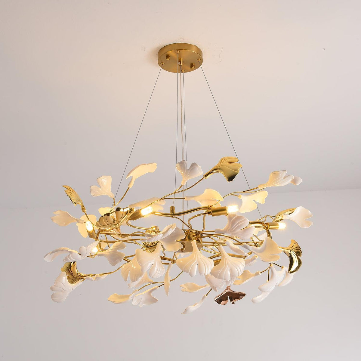 Oden Chandelier Ginkgo Leaf Ceramic Sculptural