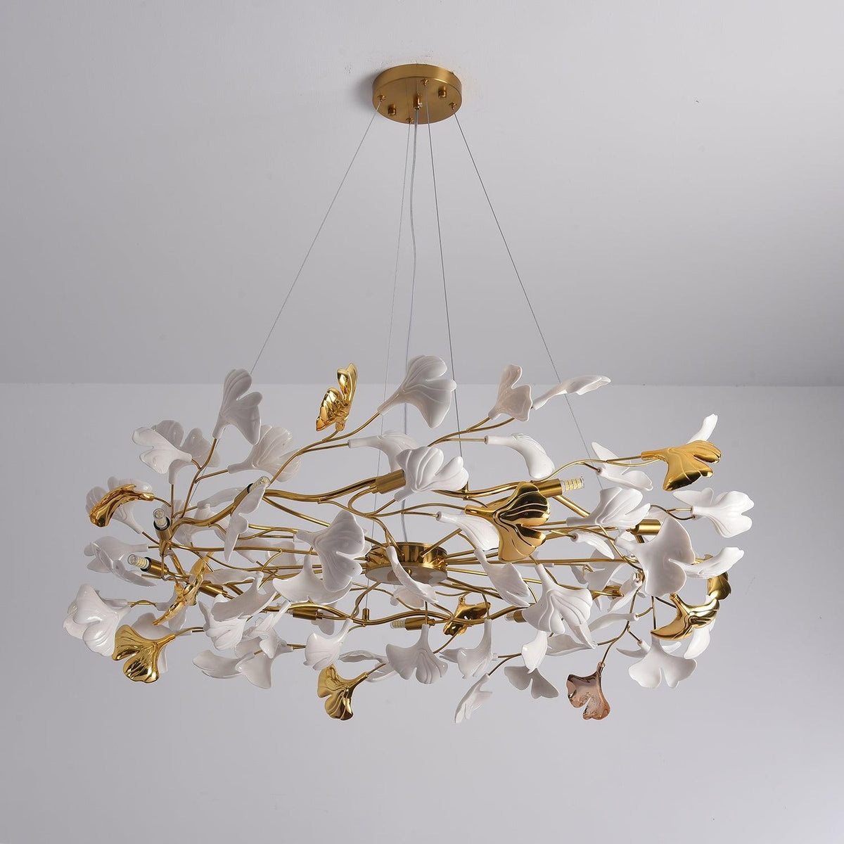 Oden Chandelier Ginkgo Leaf Ceramic Sculptural