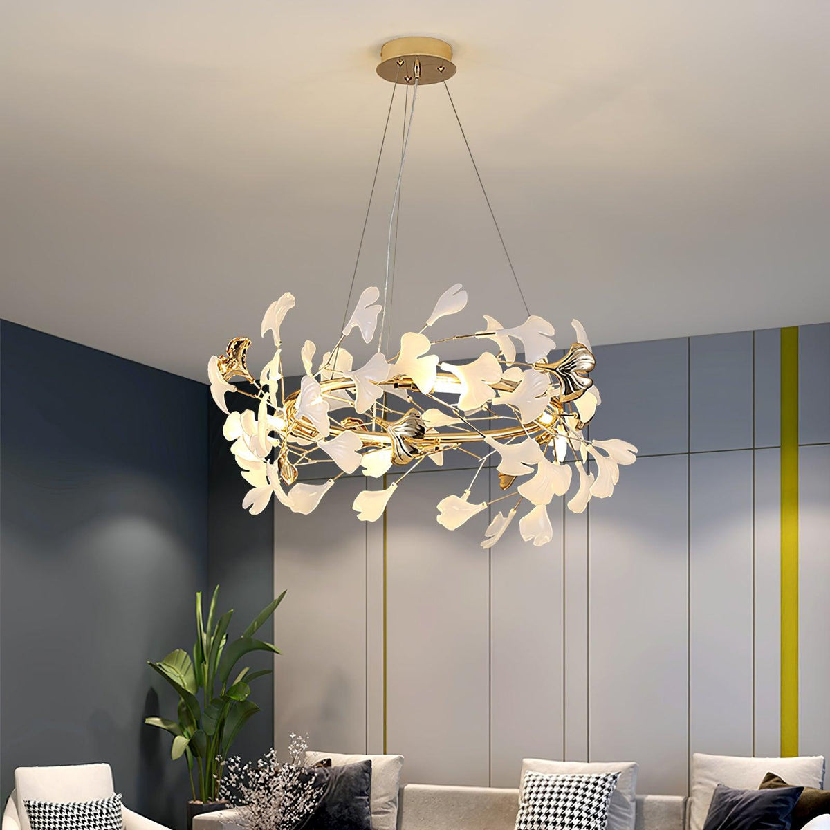 Vixu Postmodern Luxury Gingko Ceramics Chandelier