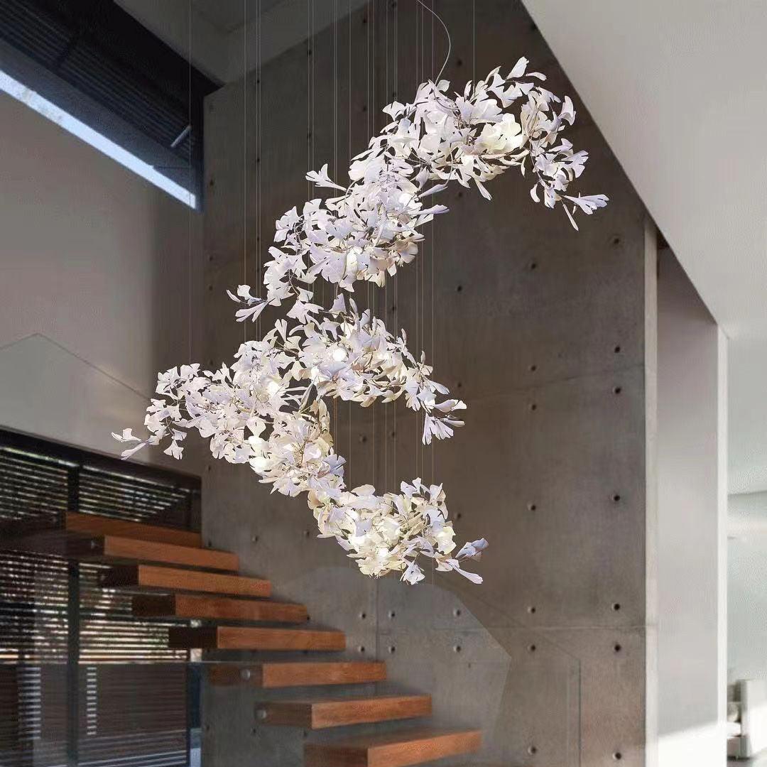 Sorvyn Pendant Lamp Ginkgo Ceramic Brass Floral