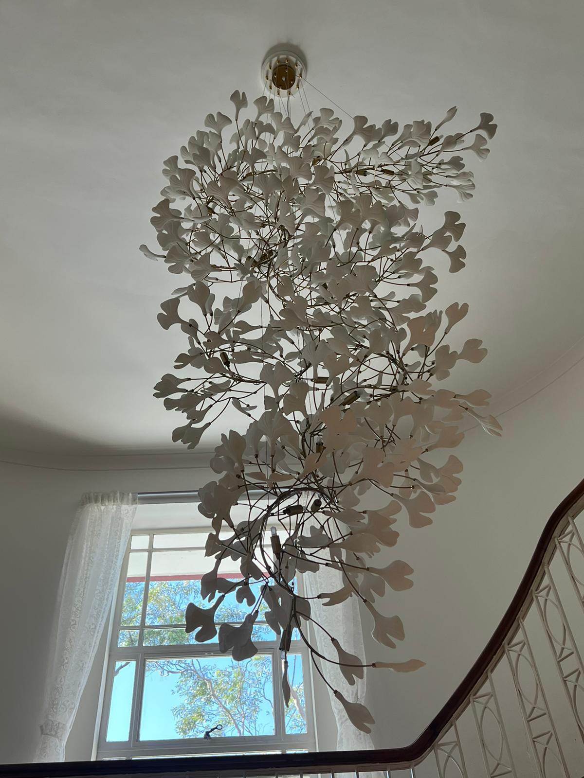 Sorvyn Pendant Lamp Ginkgo Ceramic Brass Floral