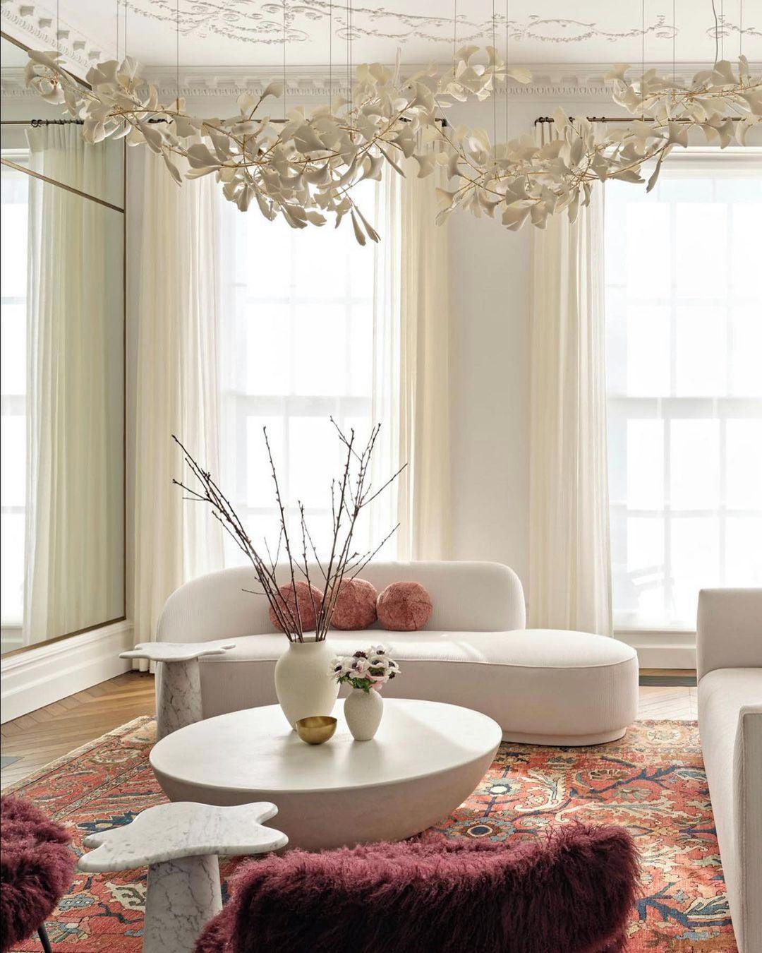 Ririxel Pendant Lamp Gingko Ceramic Petals Gold