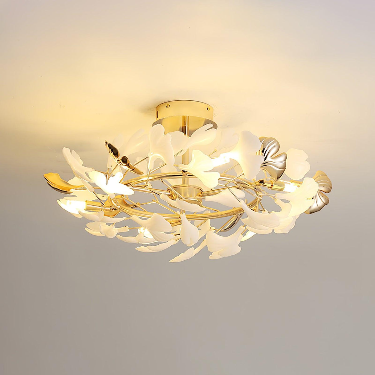 Artheel Premium Nordic Art Gingko Rotating Ceramics Ceiling Lamp