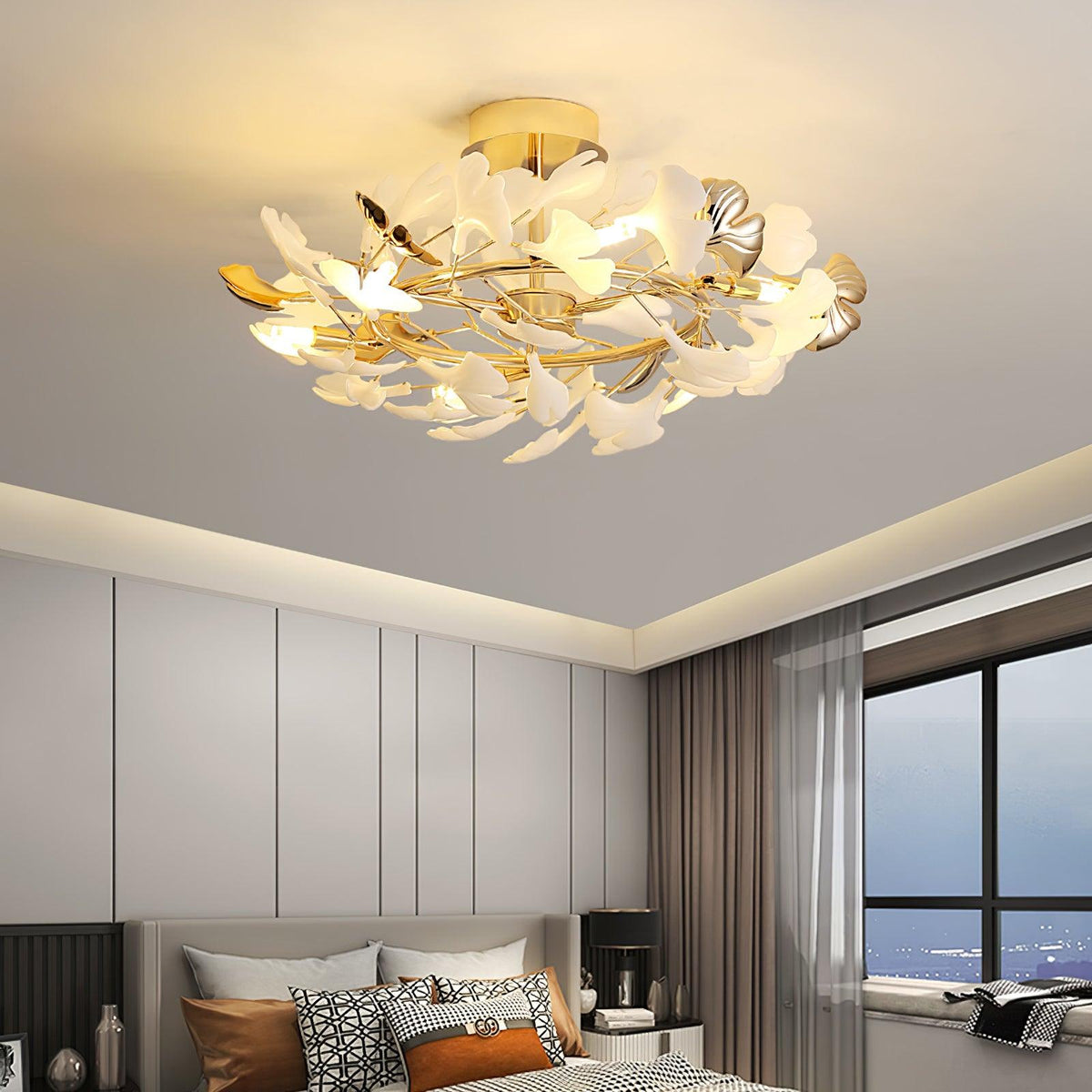 Artheel Premium Nordic Art Gingko Rotating Ceramics Ceiling Lamp