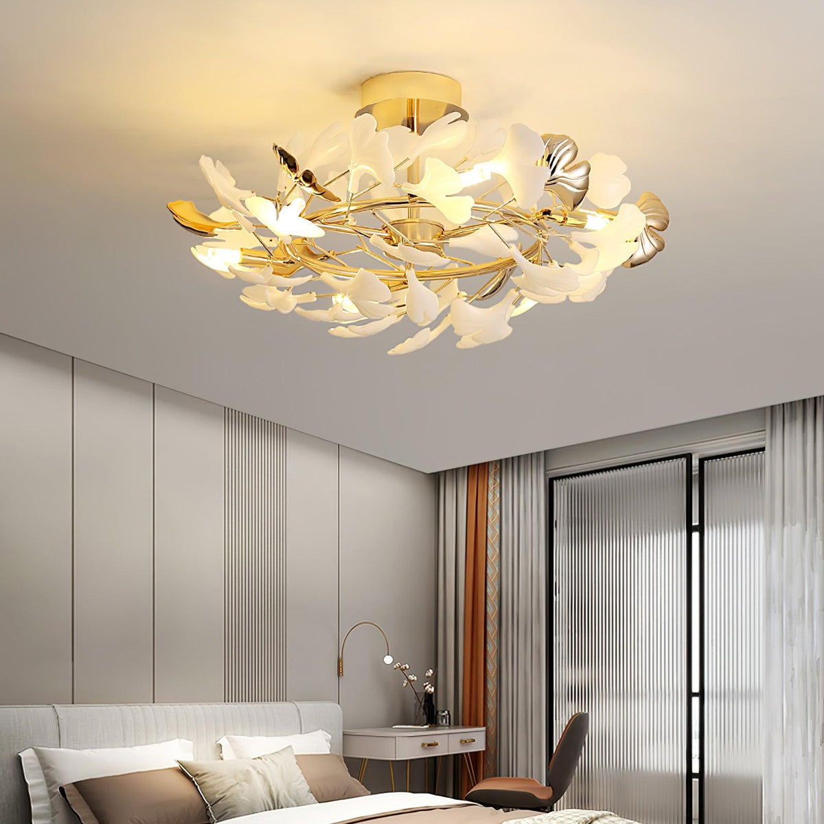 Artheel Premium Nordic Art Gingko Rotating Ceramics Ceiling Lamp