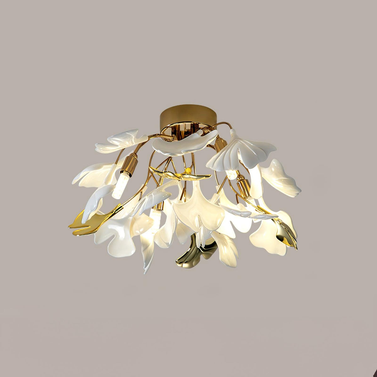 Rhea Ceiling Lamp Gingko Leaves with Brass Branch
