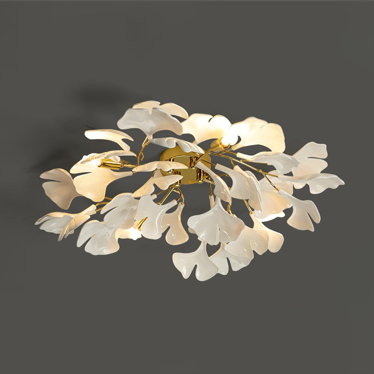 Rhea Ceiling Lamp Gingko Leaves with Brass Branch