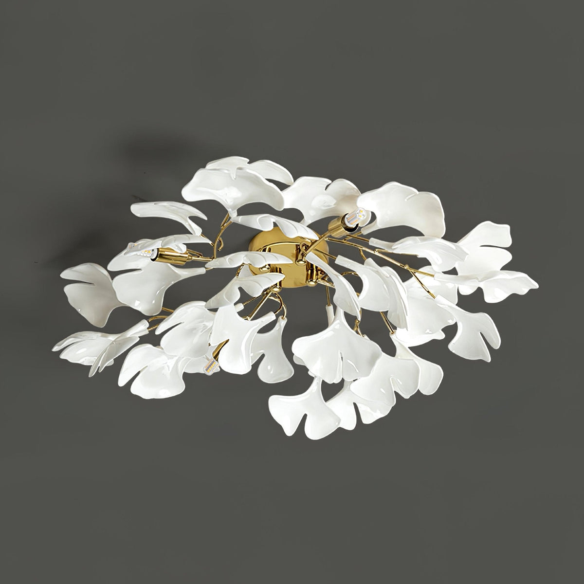 Rhea Ceiling Lamp Gingko Leaves with Brass Branch