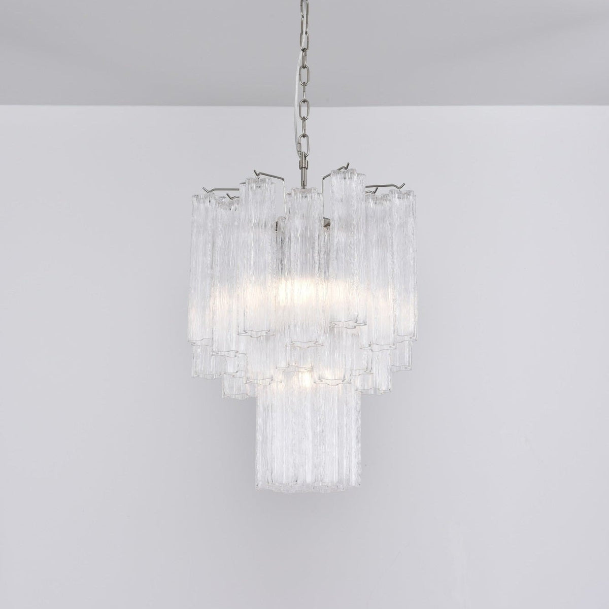 Celorora Chandelier Clear Murano Glass Tube Tiered Modern