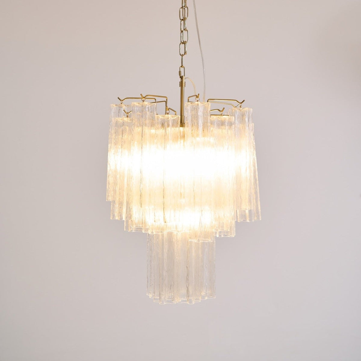 Celorora Chandelier Clear Murano Glass Tube Tiered Modern