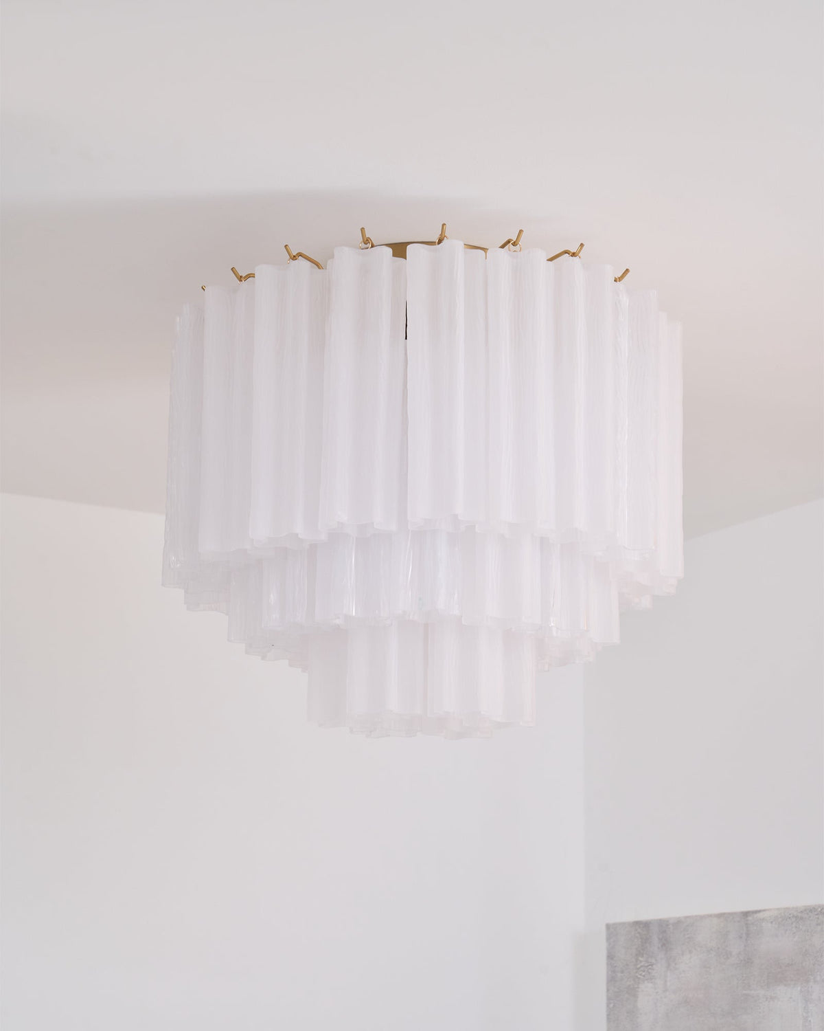 Velelena Ceiling Lamp White Murano Glass Layered Elegant Modern