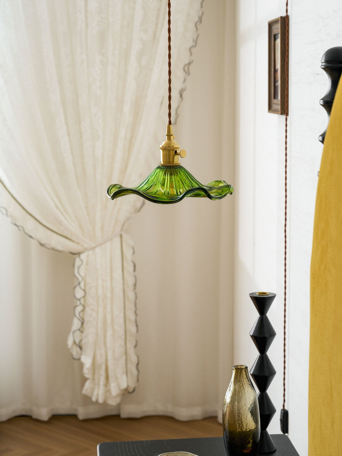 Fagus Glass Hibiscus Flower Pendant Light