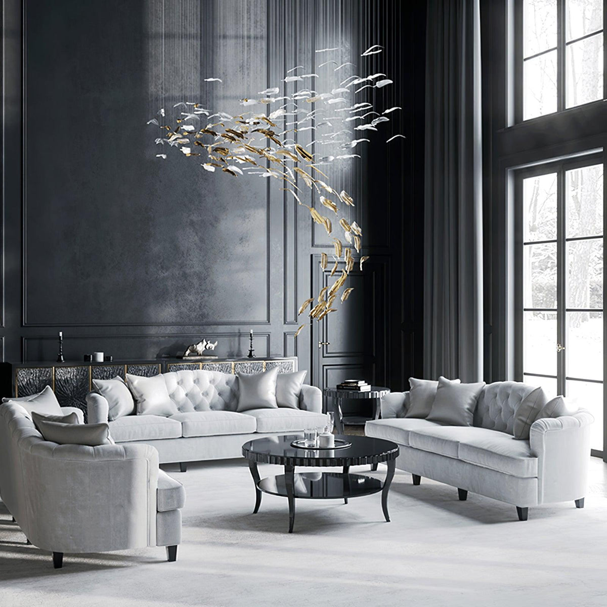 Aetherial Glass Leaf Chandelier