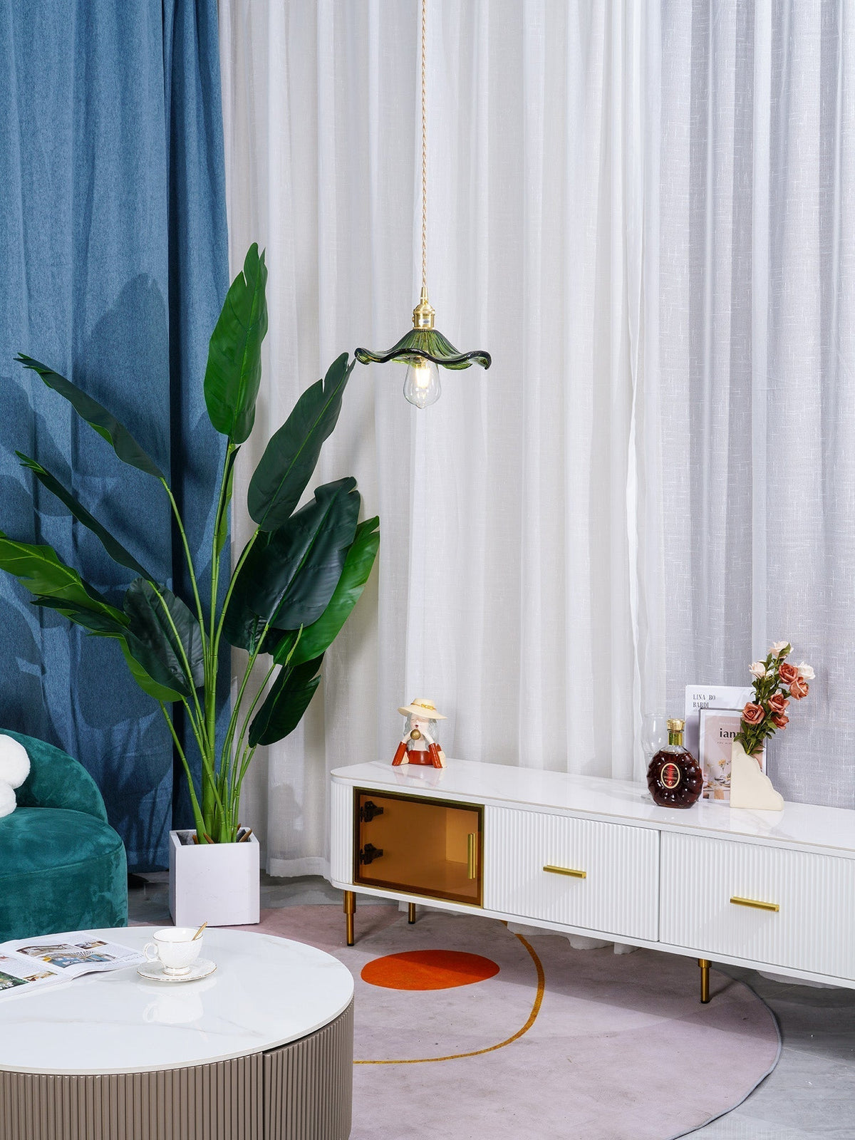 Fagus Glass Hibiscus Flower Pendant Light