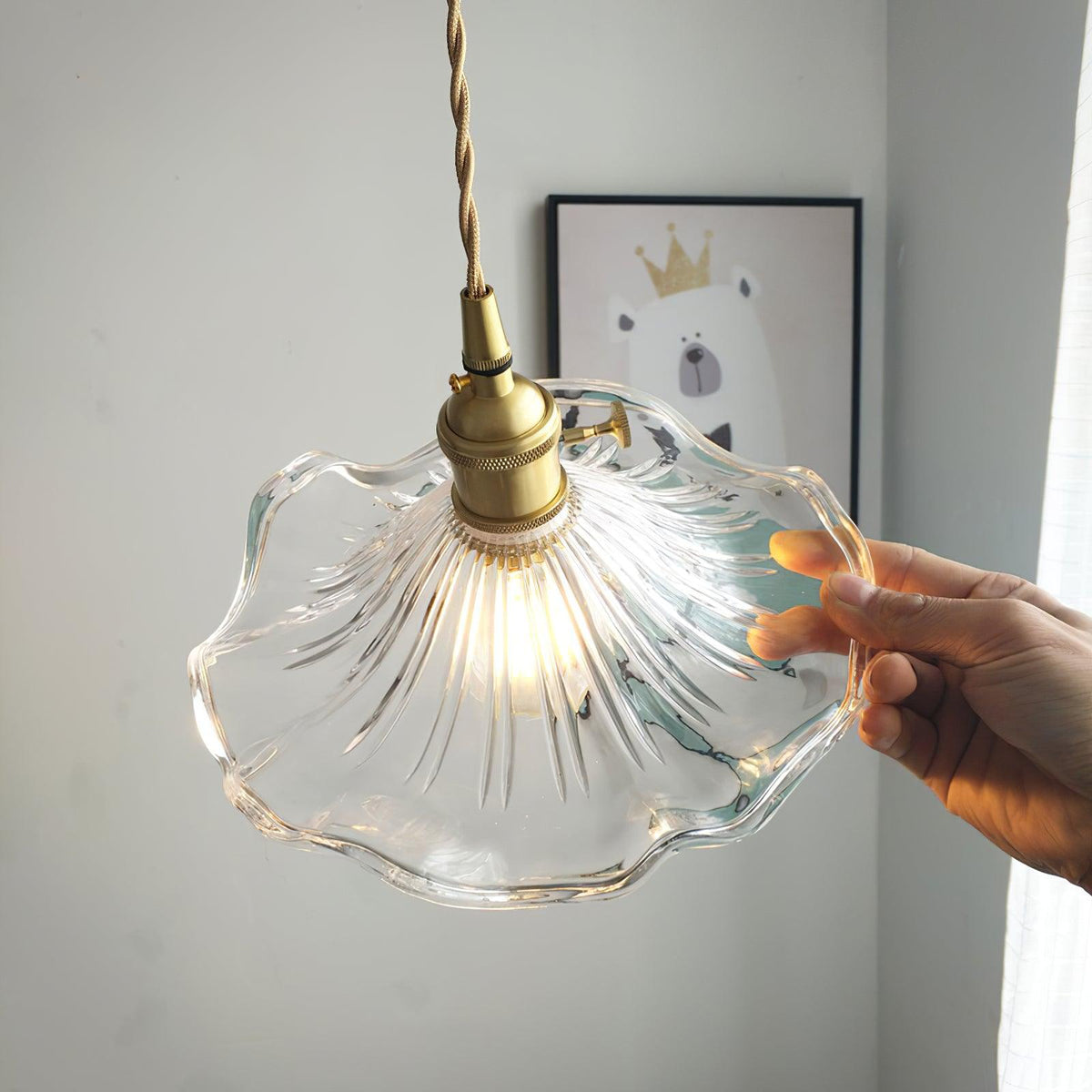 Fagus Glass Hibiscus Flower Pendant Light