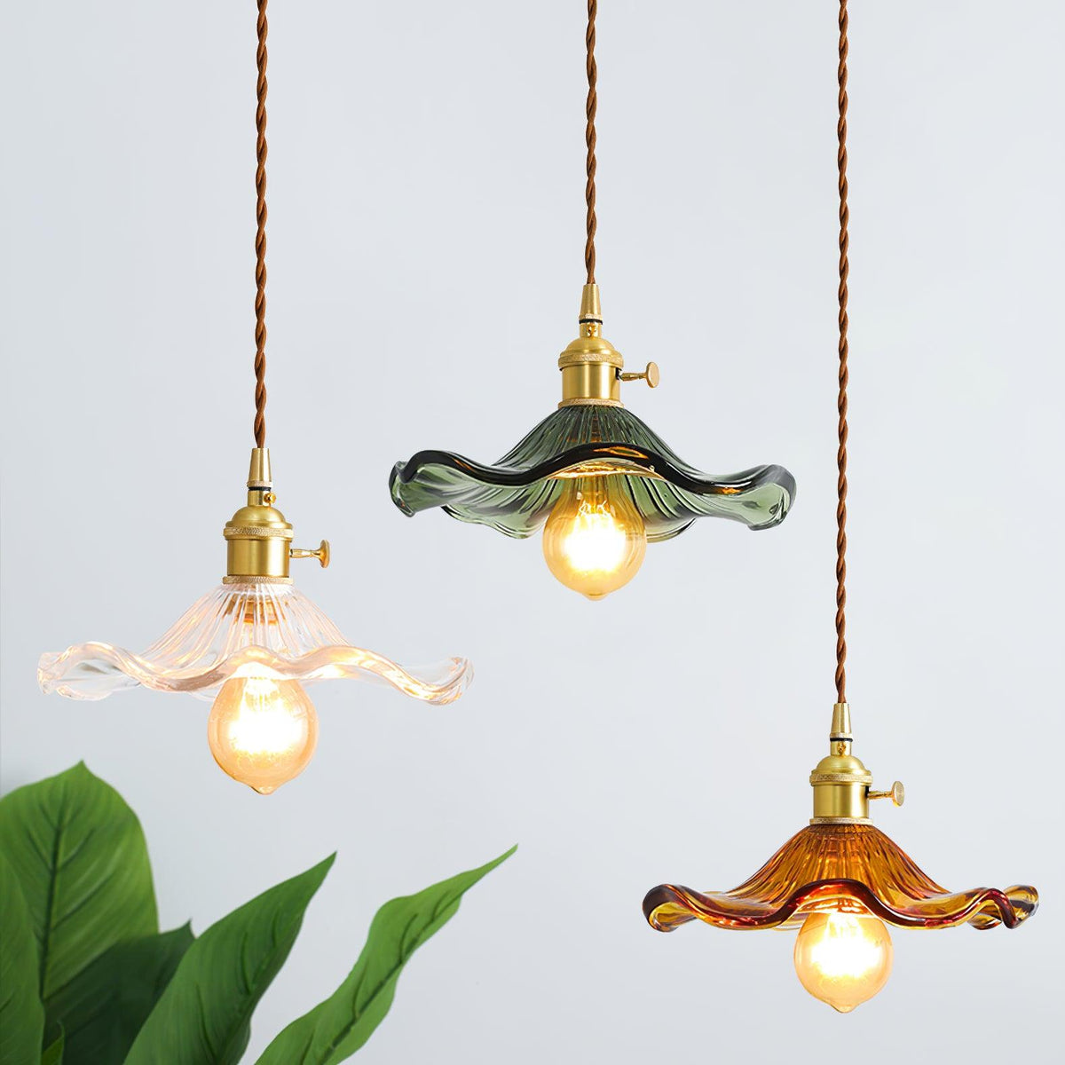 Fagus Glass Hibiscus Flower Pendant Light