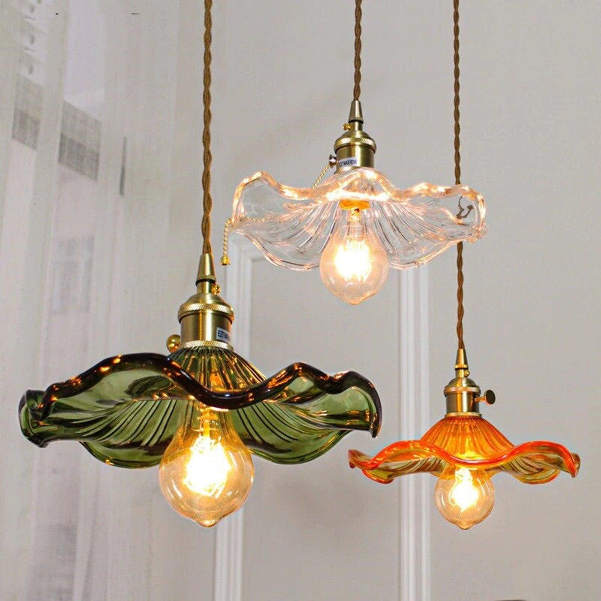 Fagus Glass Hibiscus Flower Pendant Light