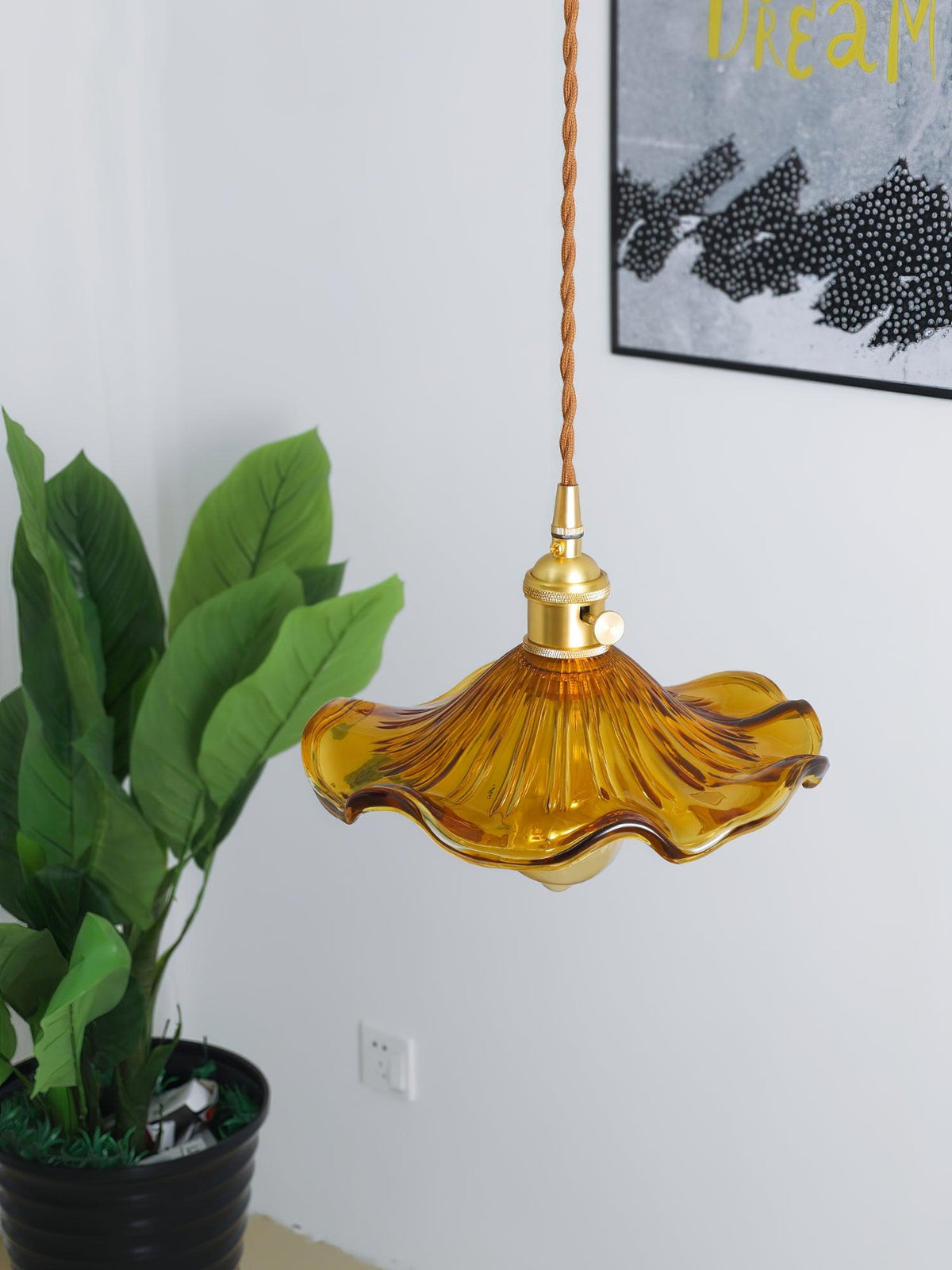 Fagus Glass Hibiscus Flower Pendant Light