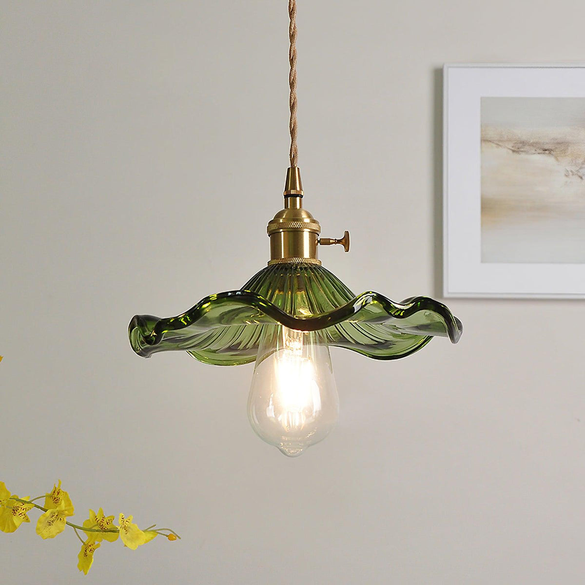 Fagus Glass Hibiscus Flower Pendant Light