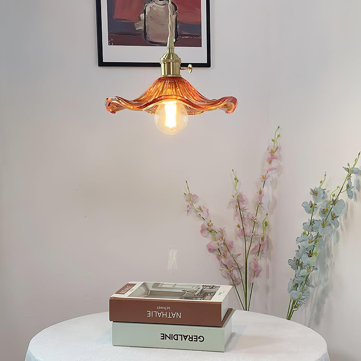 Fagus Glass Hibiscus Flower Pendant Light