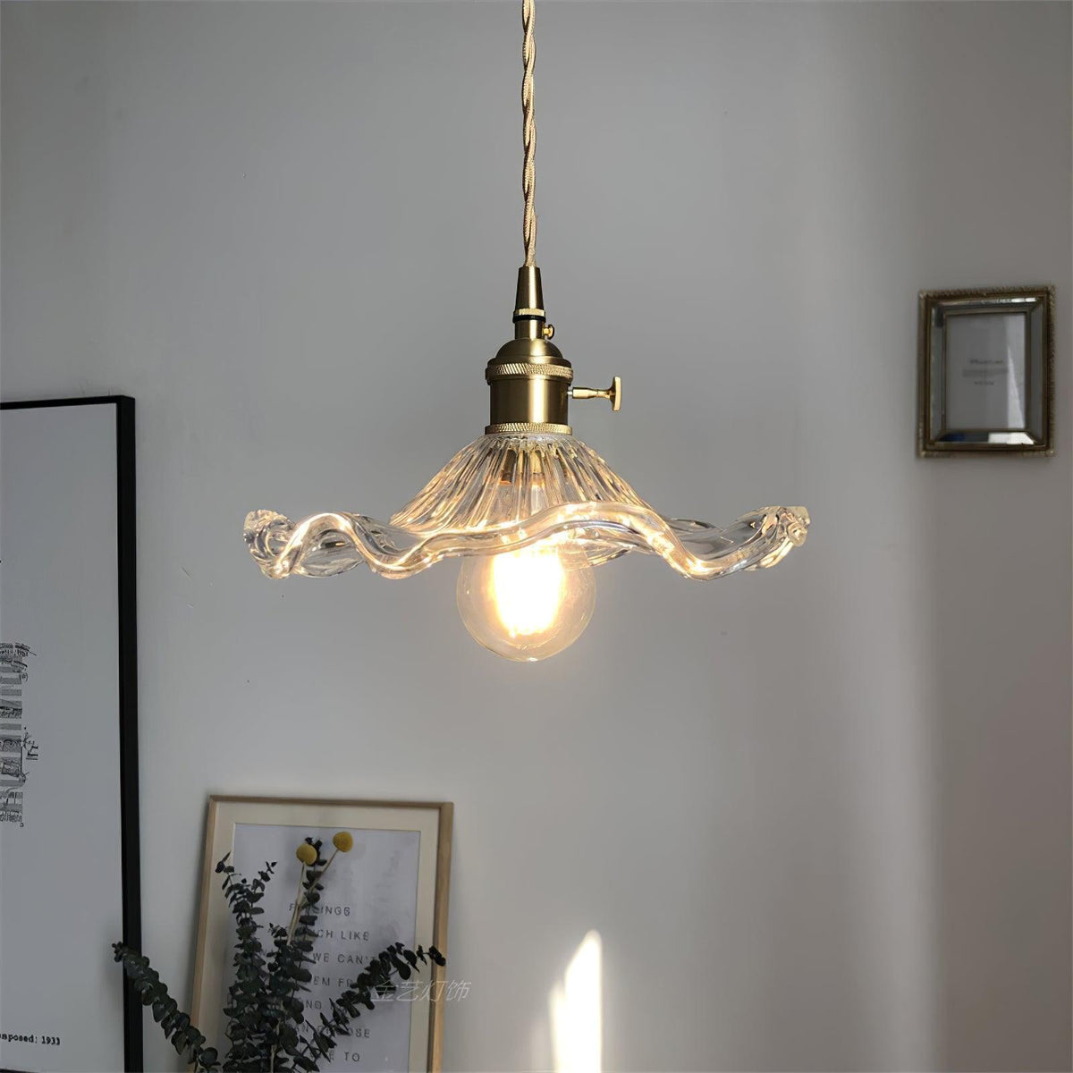 Fagus Glass Hibiscus Flower Pendant Light