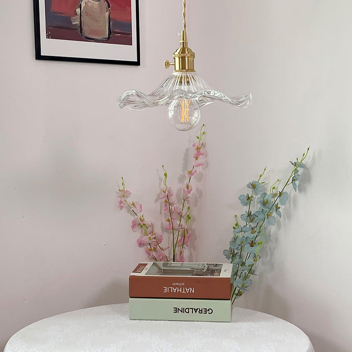 Fagus Glass Hibiscus Flower Pendant Light