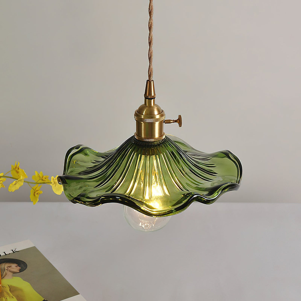 Fagus Glass Hibiscus Flower Pendant Light